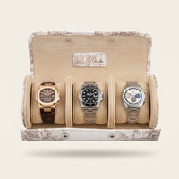 Himalayan alligator watch roll open with three watches